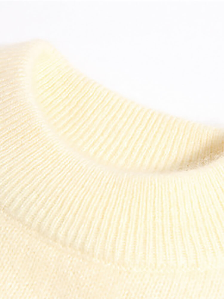 Kids Soft Yellow Unicorn Cashmere Crewneck Pullover Sweater